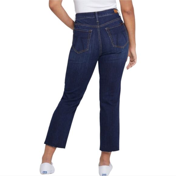 Seven7 The Tower High Rise Medium Wash Ripped Knee Cropped Jeans Plus Size 20 - Picture 2 of 11